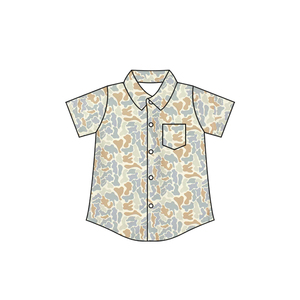 Conjunto de Ropa de Verano para Bebé Niño, Camisa con Botones y Pantalones Cortos, Estampado de Camuflaje, 95% Algodón, 5% Elastano, 2 Piezas, Ropa para Hermanos - Product Image 6