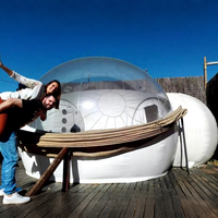 Tente à bulles gonflable transparente à vendre, PVC robuste 360 °   Dôme de glamping panoramique avec salle de bain intégrée