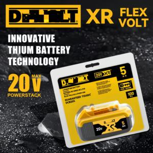 디월트 20V 60V Max 공구용 고용량 5.0Ah 리튬 이온 배터리, DCB206 모델 호환, 오래 지속되는 강력한 파워 - Product Image 5