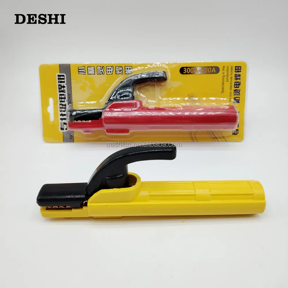 DESHI Factory customized OEM 300A 500A welding pliers Yellow industrial grade welding handle pure copper