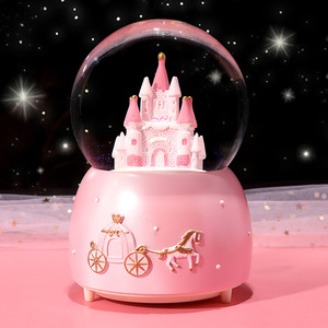 Fantasia creativa fiaba principessa castello sfera di cristallo scatola di <span class=keywords><strong>musica</strong></span> in resina artigianale palla di cristallo di neve - Product Image 6