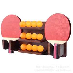 Organizador de bolas de ping pong de madera, estante de almacenamiento de 3 niveles para exhibir equipos de tenis de mesa en el hogar - Product Image 5