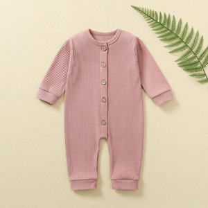 Combinaison à manches longues unisexe pour bébé, pyjama en coton uni, barboteuse pour bébé avec fermeture à boutons pour le sommeil du bébé, pour la saison de printemps - Product Image 3