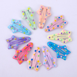 Colorful Star Shape Hair <b>Clips</b> For Girls Children 6 Cm Plastic Resin Side <b>Clip</b> Daily Use - Product Image 2