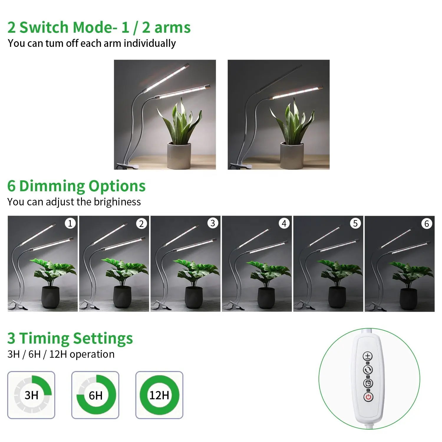 Weiße LED-Clip-Wachstums lampe mit Adapter, Timer, 84 LEDs, 20W Weiß 660NM Vollspektrum-LED-Wachstums leuchten für Zimmer pflanzen