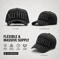 Casquette de baseball noire avec logo personnalisé, étiquette en silicone 3D, style gothique, casquette trucker, une image, réplique 100%, MOQ 50, échantillon en 10 jours