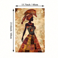 Ensemble d'art mural 3 pièces rétro pour femmes africaines, motif cartoon, toile, affiche, décoration murale pour chambre à coucher, salon, prêt à accrocher