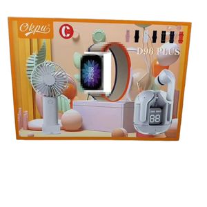 2025年新型D96 Plus 3-in-1スマートウォッチセット（Bluetoothイヤホン＆ミニファン付き）- IP67防水、心拍数/血圧モニター、フィットネス - Product Image 1