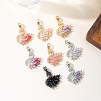 Elegante Collar con Colgante de Cisne Chapado en Oro, Alas Marquesa Rosas, Cabeza Pavé, Cadena de Cable con Plumas, Joyería para Mujer, Regalo