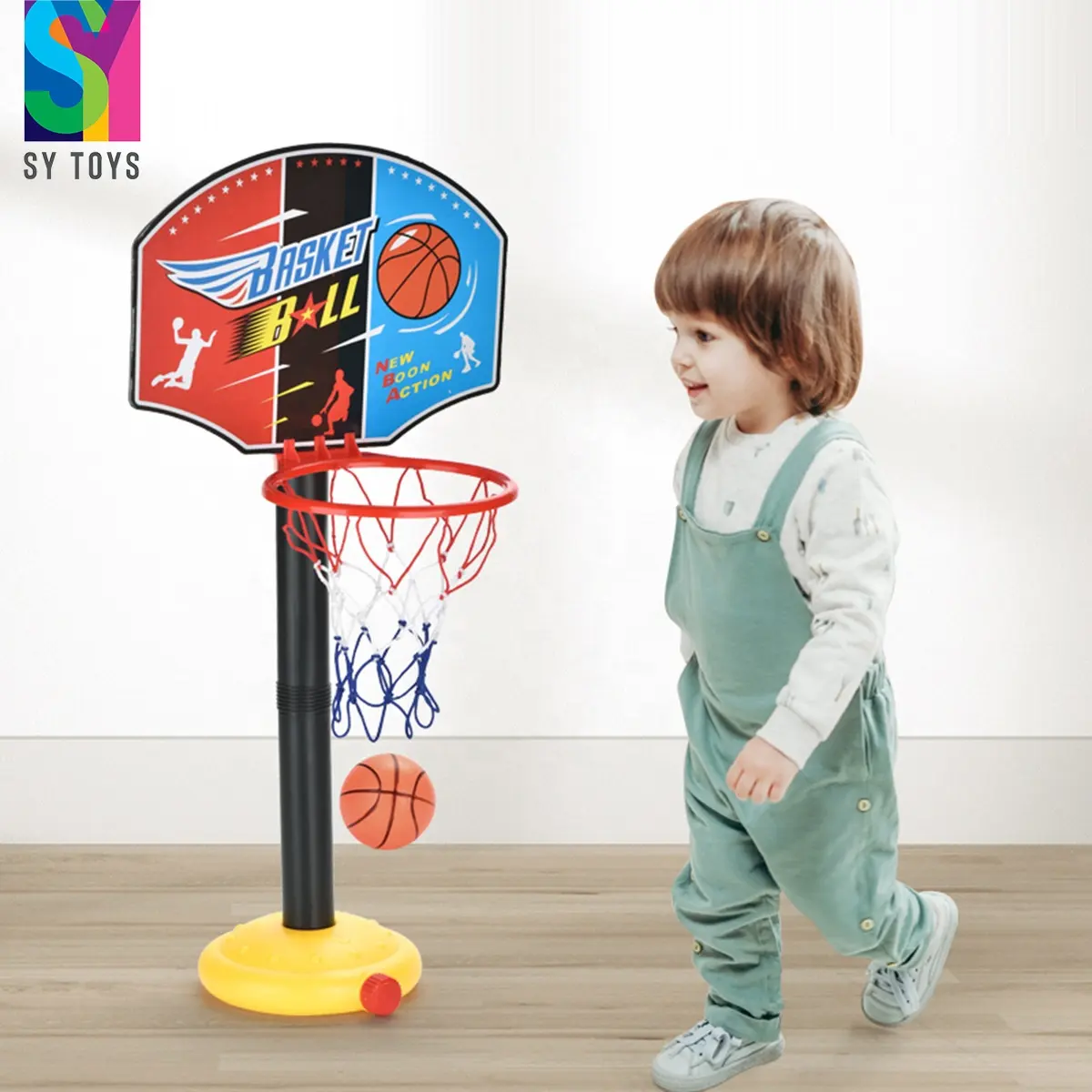 Sy crianças suporte inflável do jogo de basquete, suporte de elevação da bola dos brinquedos