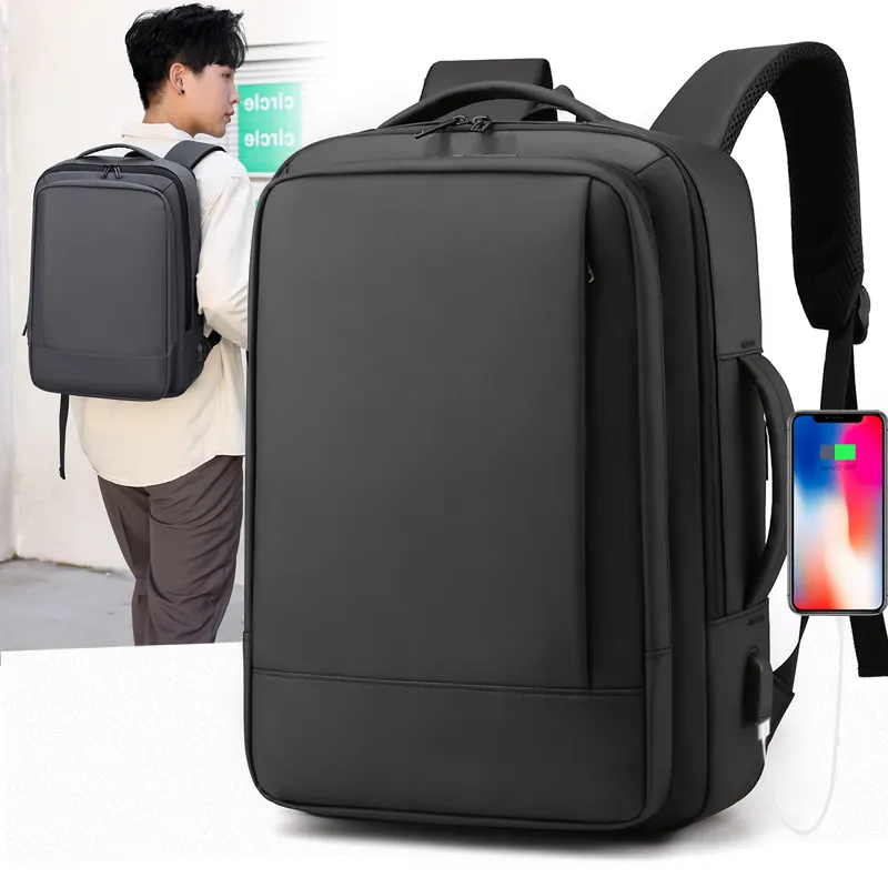 กระเป๋าเป้สะพายหลังสำหรับเดินทางแบบขยายได้สำหรับผู้ชายกระเป๋าเป้ใส่คอมพิวเตอร์ขนาด17นิ้ว