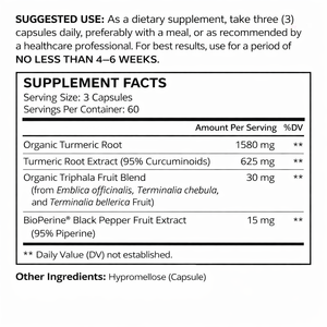 강황 커큐민 보충제, 트리팔라 함유, 1회 제공량당 2250mg, GMO 프리, 비건 캡슐, 성인용, 전반적인 건강 증진 - Product Image 6