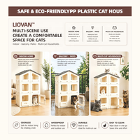 USMILEPET Villa modulaire pour chat en plastique PP, à assembler soi-même, maison pour chat multi-niveaux, imperméable, pour intérieur, facile à transporter, château pour chat