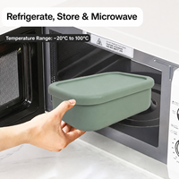 Boîte de conservation alimentaire compacte 17,5 cm, compatible micro-ondes, réutilisable, avec couvercle hermétique, pour le bureau, les étudiants, les voyages, boîte à lunch carrée en silicone