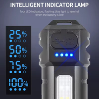 Lampe torche tactique rechargeable de type C à trois couleurs - Lampe torche multifonction avec indicateur intelligent et lampe LED latérale