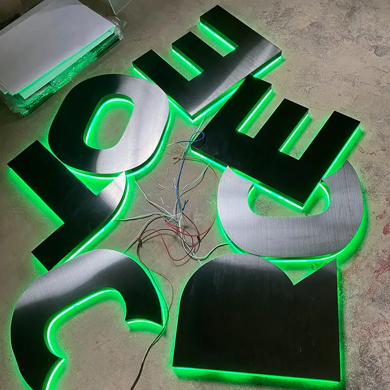 Kunden spezifische Außenwerbung Zeichen Front Logo Acryl Kanal Buchstaben Zeichen Edelstahl Led Electronic Sign