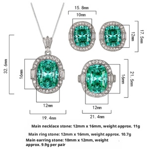 Fashion Eco-friendly Copper Wholesale Jewelry <b>Set</b> 12*16-10*12mm Paraiba Green Cubic Zirconia Bird Nest Trendy Bulk Sale <b>Set</b> - Product Image 2