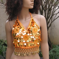 Nouveau haut de danse orientale avec 5 fleurs, style exotique, sequins faits main, ambiance performance