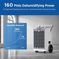 Déshumidificateur commercial électrique Moiswell, nouvelle génération, 160 pintes/jour, avec pompe et tuyau de drainage |   Dégâts d'eau lourds dans le sous-sol, débit d'air de 265 CFM