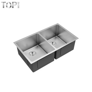 Évier de cuisine double à montage sous plan en acier inoxydable T304 de calibre 16, fait main, design moderne, surface brossée, certifié CUPC - Product Image 2