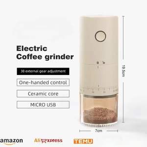 Moulin à café électrique compact rechargeable par USB-C, parfait pour les cafetières portables - Product Image 1