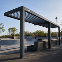 Pergola en aluminium Jiake 6063-T5 avec toit à lames motorisées pour jardin cloître médiéval, patio, espace extérieur, gazebo, pavillon