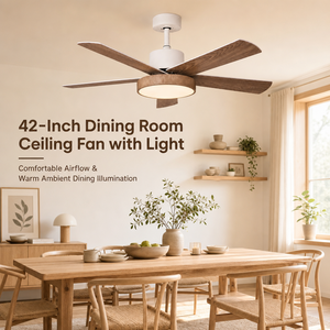 Ventilateur de plafond silencieux <span class=keywords><strong>ProBreeze</strong></span> 42 pouces avec moteur DC, lumière LED, 5 pales en bois, télécommande, pour salle à manger, garantie 5 ans - Product Image 4