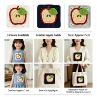 Applique carrée de fruits de 7 cm, tissée à la machine, imitation crochet fait main, à coudre pour chapeaux et poches de vêtements, accessoires DIY