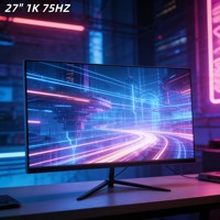 Moniteur 27 pouces pas cher 1920x1080 75Hz IPS sans bordure pour bureau, configuration double, travail à domicile, entreprise