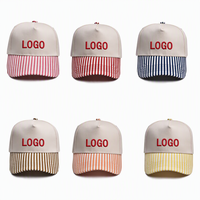 Casquette à visière rayée avec logo personnalisé, casquette brodée personnalisée, casquette de plage d'été, casquette de baseball