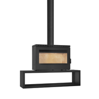 Poêle à bois autoportant en acier au carbone pour salon moderne, efficacité 75 %, capacité de chauffage 100-150, foyer décoratif