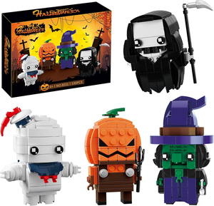 Set di Blocchi 4-in-1 per Halloween, Personaggi Fantasma, Zucca, Strega e Mietitore, Gioco di Costruzione per Bambini - Product Image 1