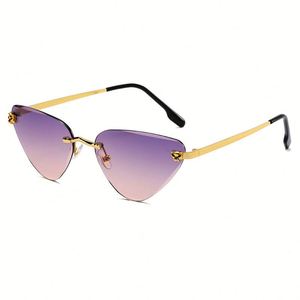 Lunettes de soleil sans monture à verres dégradés colorés, nouvelle collection, avec logo personnalisé, protection UV400, monture en alliage, forme triangulaire, pour hommes et femmes - Product Image 5