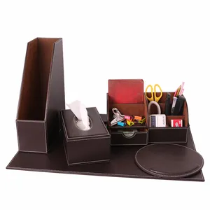 Retail Accept The Custom Style Office Set Desk Organizer Black Oem Office Desk Pad Holder Fold Leather Black Brown ,customs