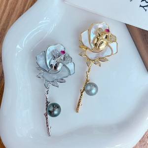 Advanced Sense Luxury Fashion <b>Brooch</b> Sea Water Shell with Rose Design Qixi Gift Suit <b>Pin</b> Wholesale Quality Product - Product Image 2