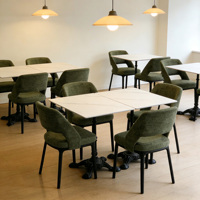 Meubles de restaurant commerciaux modernes, chaise de salle à manger en bois massif, table en marbre, banquette rembourrée verte pour café bistro