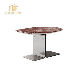 Mesa de Centro Moderna Convertible de Mármol con Forma Irregular y Base de Acero Inoxidable para Muebles de Sala - Product Image 6