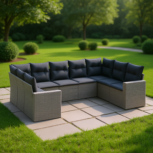Pe <b>Rattan</b> Garden <b>Sofa</b> Set 6 Seater Outdoor Furniture Weather Resistant Contemporary Design - Product Image 2