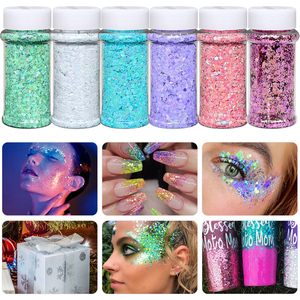 Entrepôts américains, 12 pots blancs de 2 oz, paillettes grossières sans particules fines pour l'artisanat, globe à <span class=keywords><strong>neige</strong></span> et artisanat des ongles, paillettes grossières pour gobelet - Product Image 6