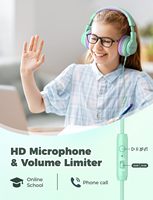 Casque IClever pour enfants avec volume sécurisé micro HD son stéréo sur l'oreille FunShare design pliable 3.5mm filaire pour ordinateur iPad