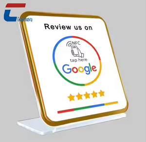 Tùy chỉnh Smar Acrylic QR mã khách sạn nhà hàng chèn NFC Google thẻ đứng với màu vàng cơ sở - Product Image 3