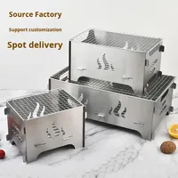 Barbecue portable LOVITA en acier inoxydable, pliable, pour le camping, pour rôtir de la viande, griller du poisson