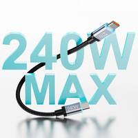 Câble USB-C tressé magnétique de 18 cm, type C court, 5A 240W, charge rapide, câble de données pour ordinateur portable, promotion de vente chaude