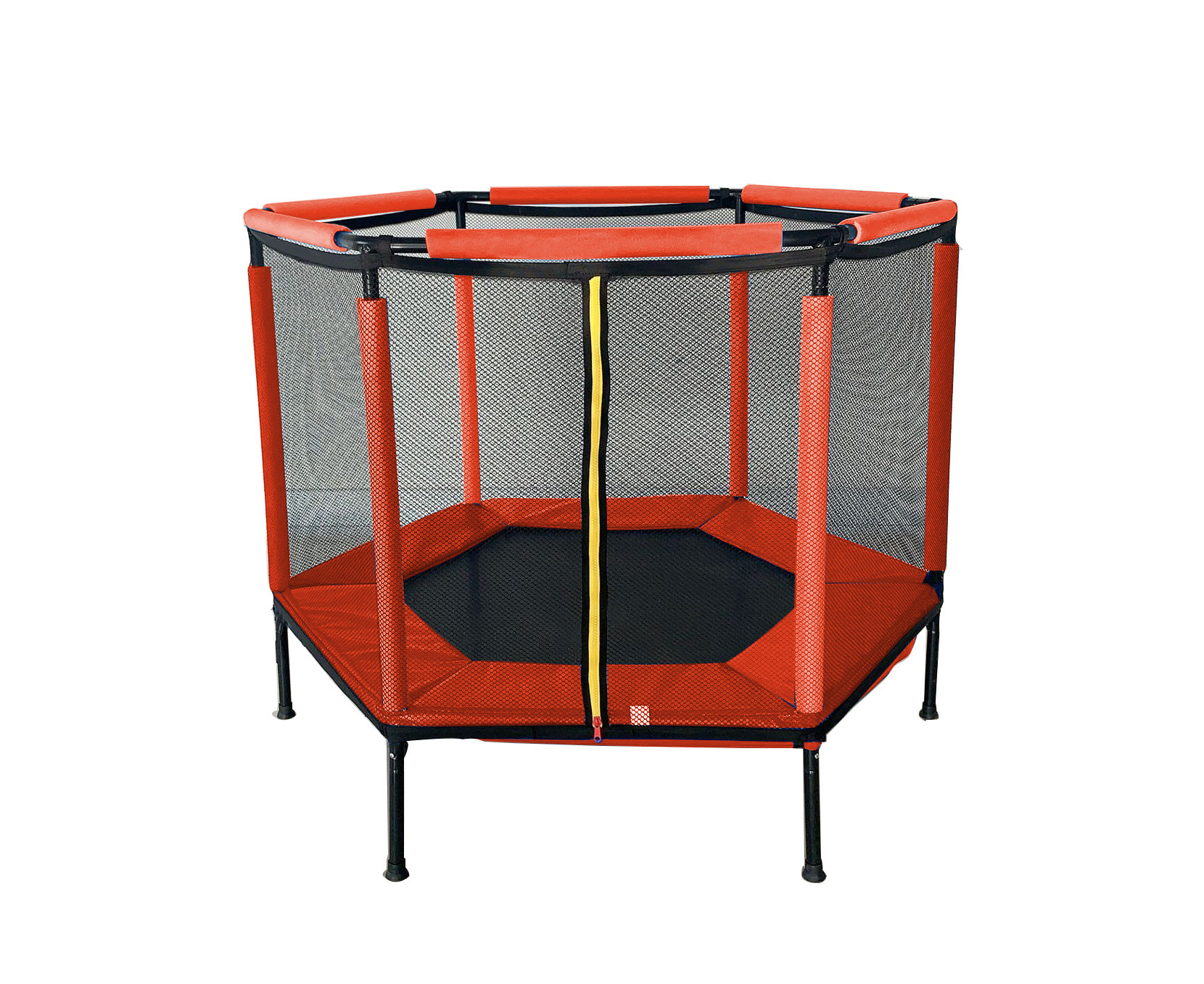 CreateFun Child Mini Fitness Trampoline Indoor Outdoor for Kids Enclosures Home Hexagon 55inch Safety Net Steel TUV Customized