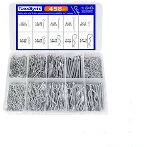 AIZESION 458PCS Silver Open Mouth Pin Galvanized Steel Hard Shell <strong>Connection</strong> Stainless Steel One <strong>Word</strong>+R-Type Standard Series - Product Image 1