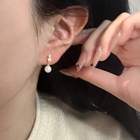 Boucles d'oreilles pendantes en perles d'eau douce naturelles de 6-7 mm, design gourde en argent sterling S925 avec accents en CZ, bijoux porte-bonheur pour femmes