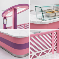 Kiosque à glaces en contreplaqué sur mesure, comptoir de bar à jus, stand à café et bubble tea éclairé par LED pour centre commercial, design et dimensions personnalisés