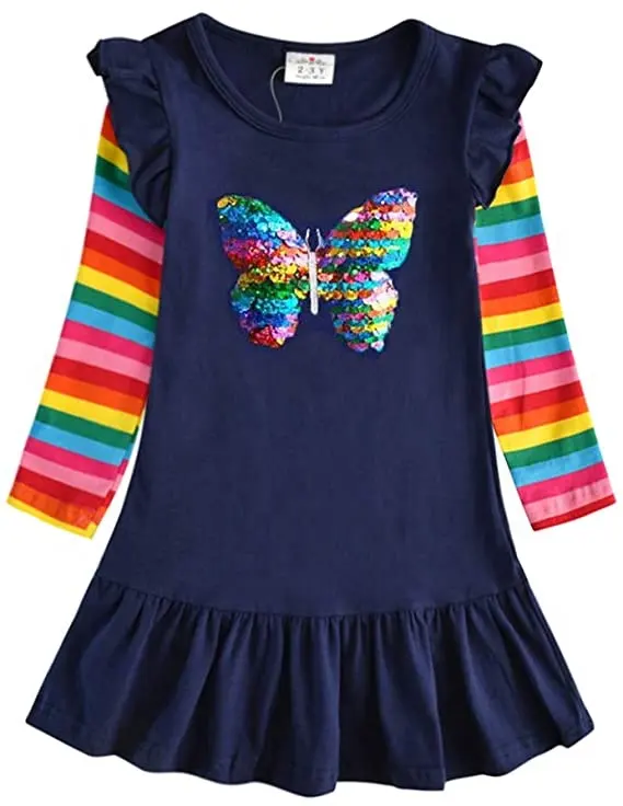 Custom Fashion Autumn Winter Toddler Girl Clothes Long Sleeve Girls Dresses for Kids 2-12 Years