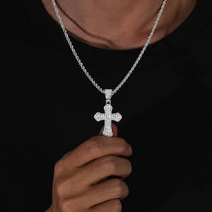 Collar con Colgante <span class=keywords><strong>de</strong></span> Cruz Colorido con Incrustaciones <span class=keywords><strong>de</strong></span> Circonitas Cúbicas 5A, Chapado en Oro, Cadena <span class=keywords><strong>de</strong></span> Cuerda, Joyería Hip Hop, <span class=keywords><strong>Regalo</strong></span> para Hombres y Mujeres - Product Image 2