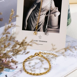 PVD Gold Plated Stainless Steel <b>Rope</b> Chain <b>Bracelet</b> Twist <b>Rope</b> Chain | No Fade Jewelry for Men & Women - Product Image 3